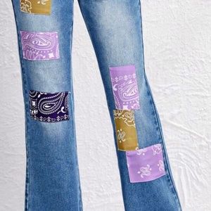 Color patched jeans